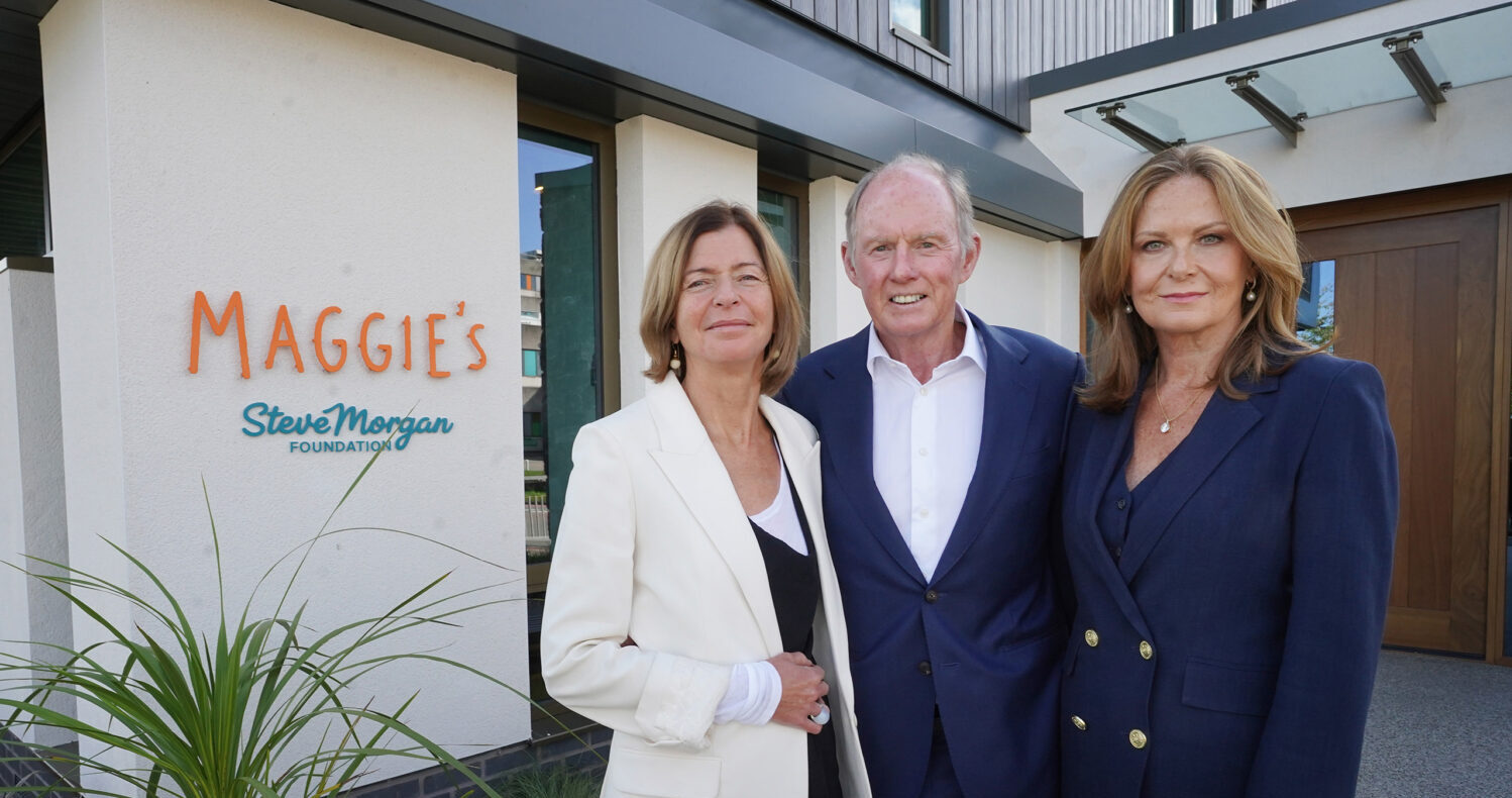 Dame Laura Lee with Steve and Sally Morgan outside the new Maggie's centre in North Wales