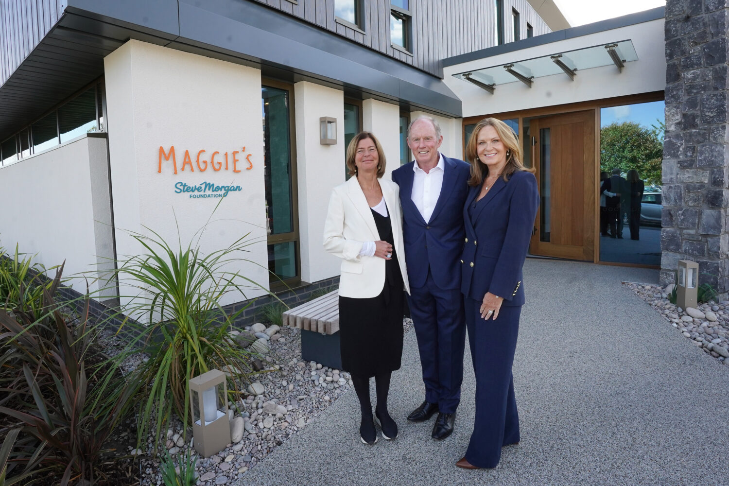 Steve and Sally Morgan with Dame Laura Lee at Maggie's North Wales