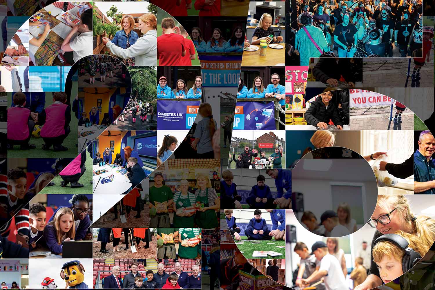 Montage of Steve Morgan Foundation images inside the number 25