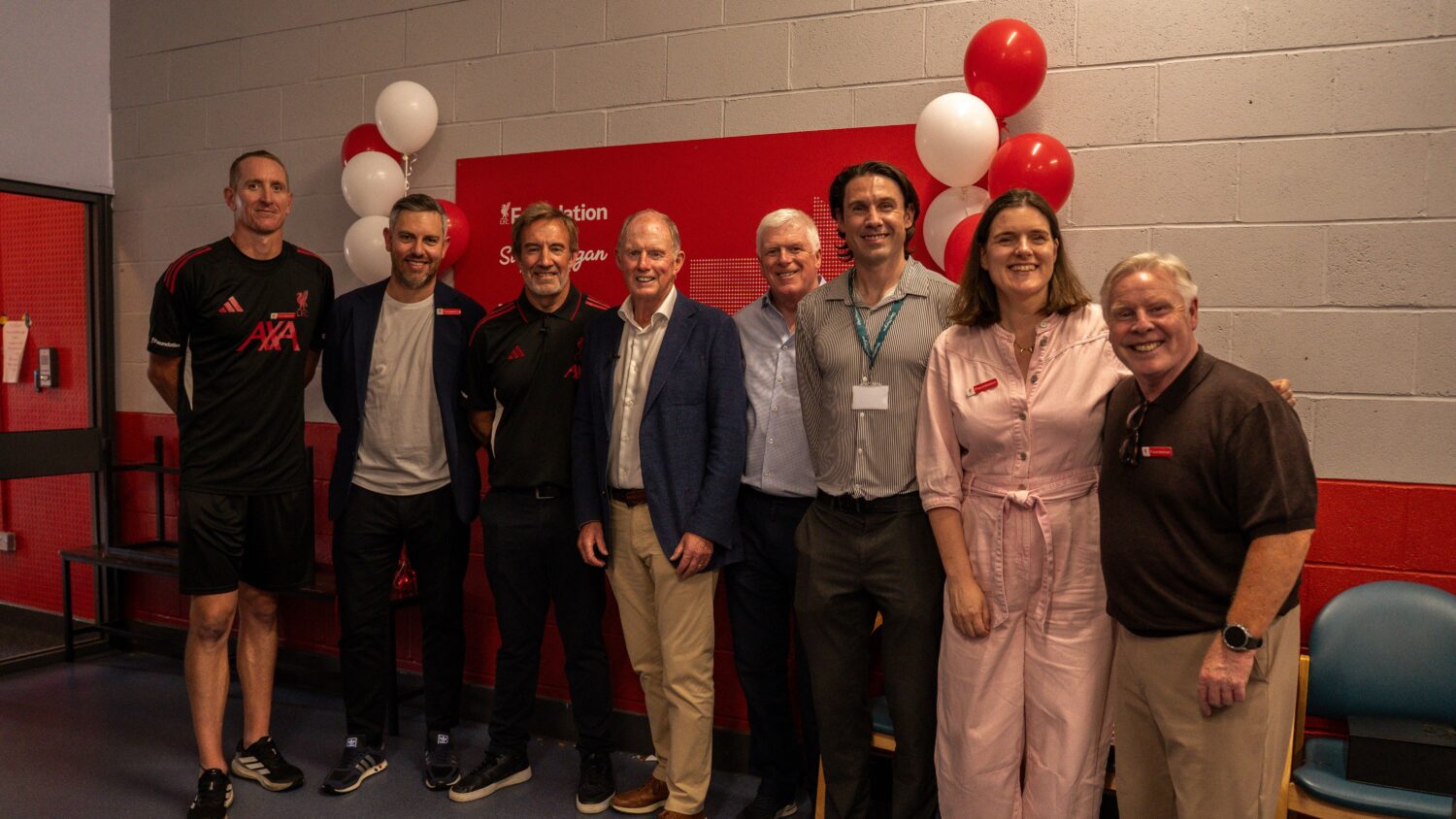 LCF foundation Left to right: Chris Kirkland (LFC Foundation Community Ambassador), Jonathan Bamber (LFC Chief Legal & External Affairs Office and LFC Foundation Board member), Matt Parish (LFC Foundation CEO), Steve Morgan CBE, Brian Clark (SMF Trustee), Paul O’Neill (SMF Development Director), Laura Weston (LFC Foundation Trustee), Sammy Lee (LFC Legend)